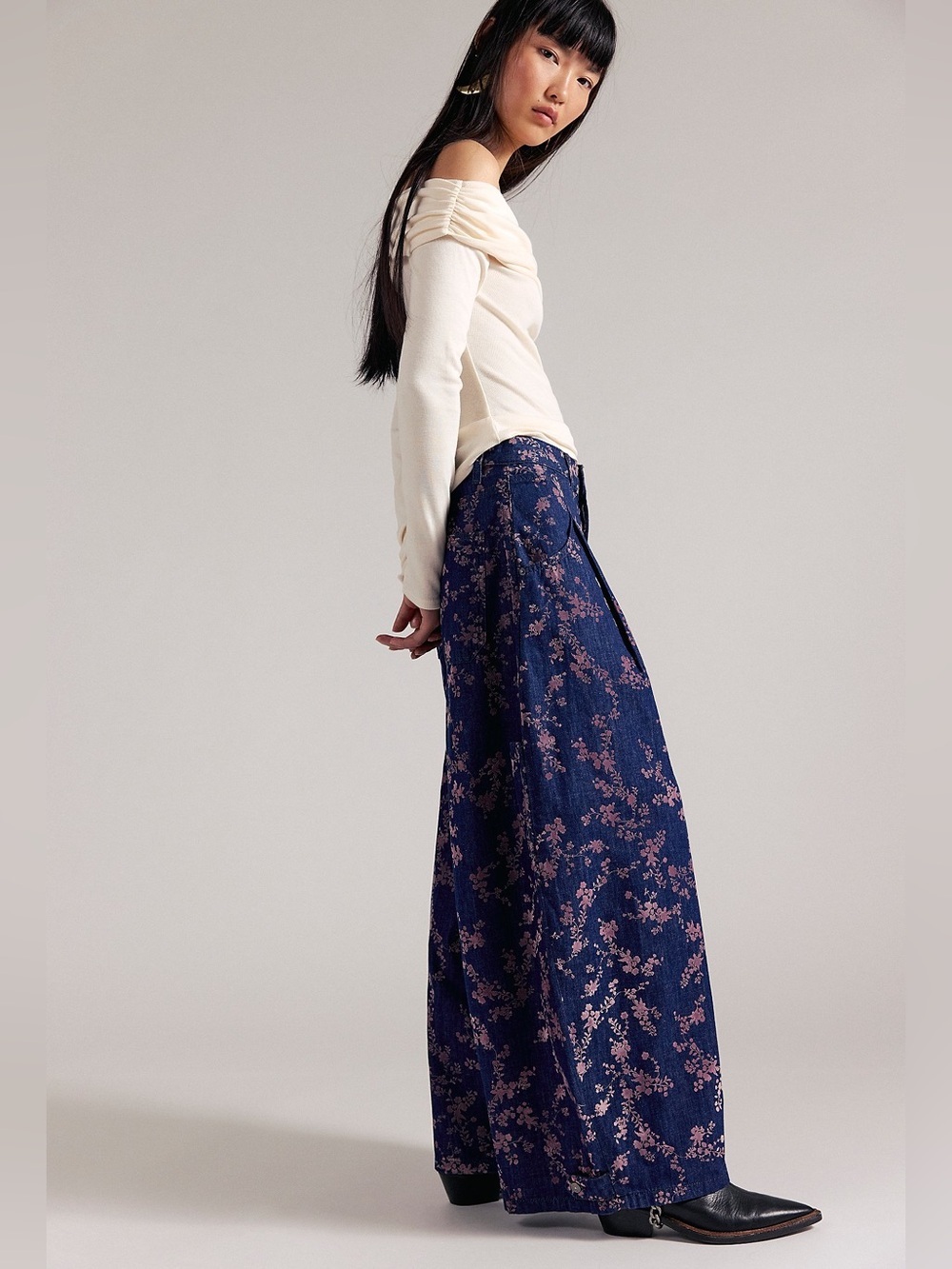 Free People We The Free Jeans About That Baggy Trousers Barrel Balloon Flocked - Picture 2 of 13
